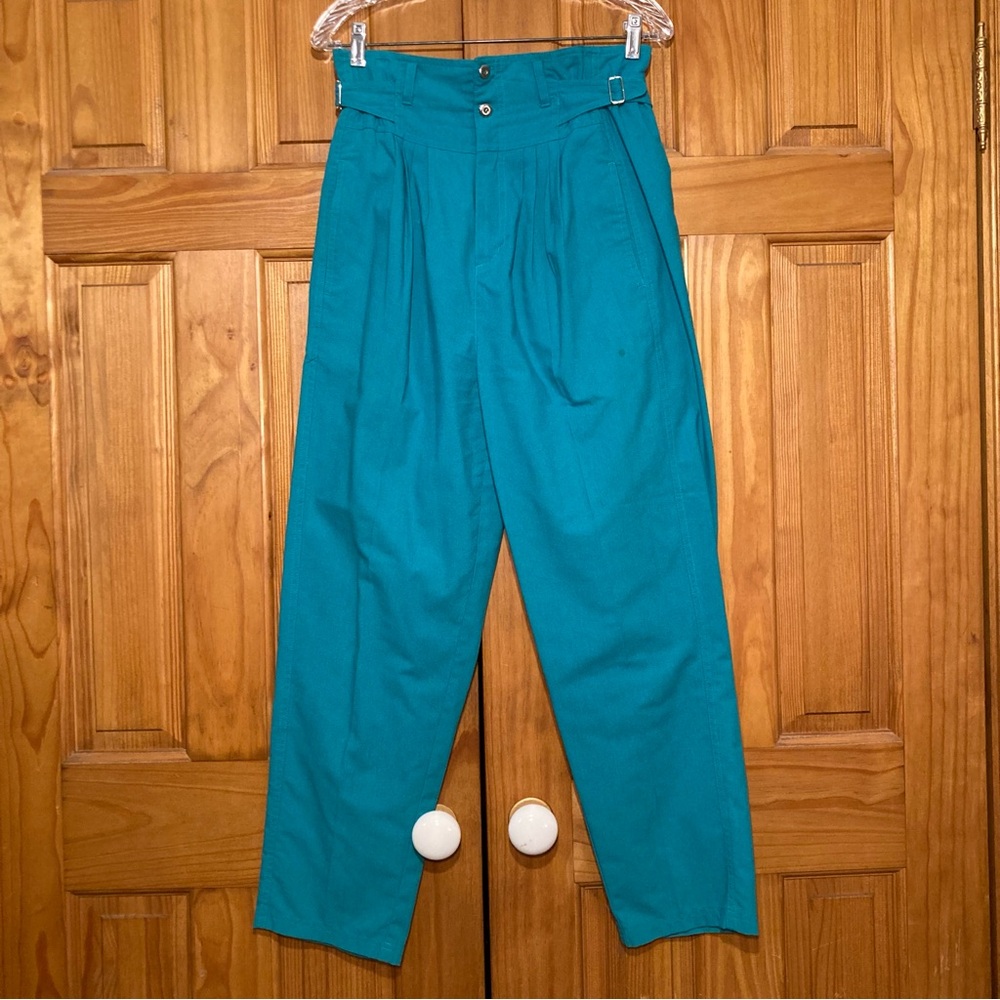 NWOT Justin Allen Vintage 80s Pants Pleated Taper Leg High Rise Blue Size 11/12